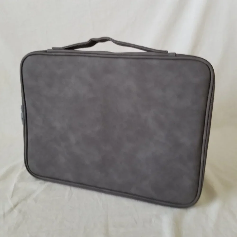 NEW! Faux Leather Laptop Computer Carrying Case w/Plush Pocket & Velcro Strap